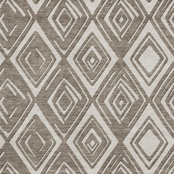 HomeRoots 10' X 14' Taupe & Beige Geometric Washable Area Rug – Stain Resistant, UV Protected, Durable Design 668457