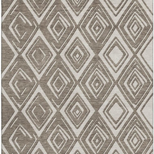 HomeRoots 10' X 14' Taupe & Beige Geometric Washable Area Rug – Stain Resistant, UV Protected, Durable Design 668457