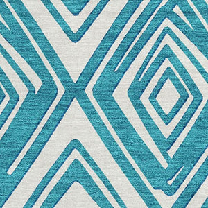 HomeRoots 8' X 10' Teal and Ivory Geometric Area Rug - Washable, UV Protected, Durable for Busy Homes & Style 668461