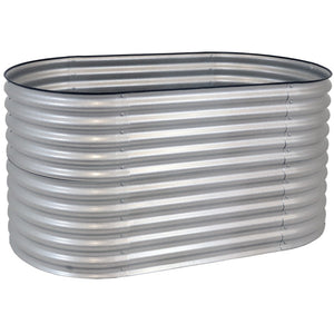 HomeRoots 32" Stylish Silver Metal Oval Raised Garden Bed for Comfortable Gardening and Improved Plant Growth 668464