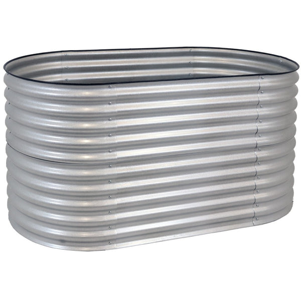 HomeRoots 32" Stylish Silver Metal Oval Raised Garden Bed for Comfortable Gardening and Improved Plant Growth 668464