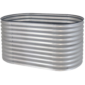 HomeRoots 32" Stylish Silver Metal Oval Raised Garden Bed for Comfortable Gardening and Improved Plant Growth 668464