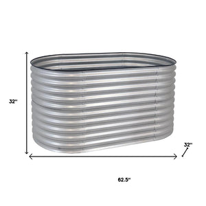 HomeRoots 32" Stylish Silver Metal Oval Raised Garden Bed for Comfortable Gardening and Improved Plant Growth 668464