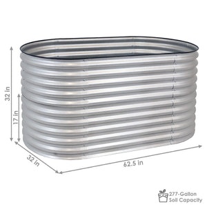 HomeRoots 32" Stylish Silver Metal Oval Raised Garden Bed for Comfortable Gardening and Improved Plant Growth 668464