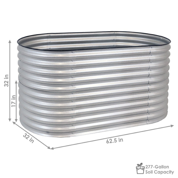 HomeRoots 32" Stylish Silver Metal Oval Raised Garden Bed for Comfortable Gardening and Improved Plant Growth 668464