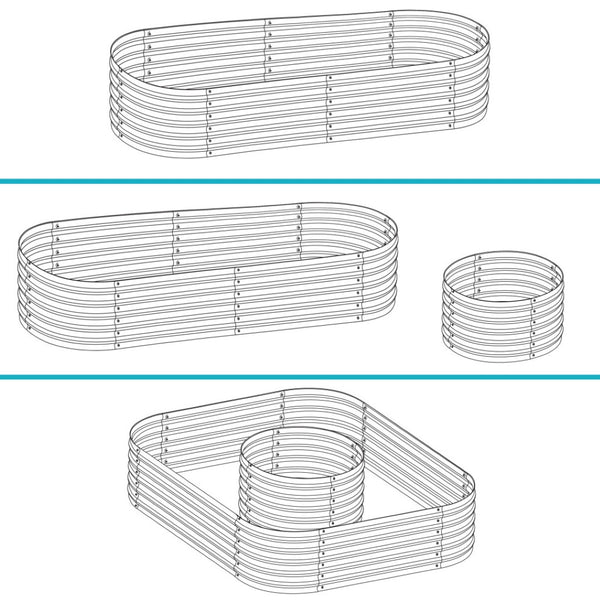 HomeRoots 32" Stylish Silver Metal Oval Raised Garden Bed for Comfortable Gardening and Improved Plant Growth 668464