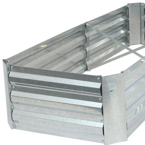 HomeRoots 12" Stylish L-Shaped Silver Steel Raised Garden Bed for Easy Planting & Modern Outdoor Aesthetics 668468