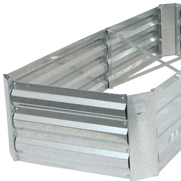 HomeRoots 12" Stylish L-Shaped Silver Steel Raised Garden Bed for Easy Planting & Modern Outdoor Aesthetics 668468