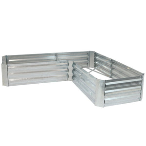 HomeRoots 12" Stylish L-Shaped Silver Steel Raised Garden Bed for Easy Planting & Modern Outdoor Aesthetics 668468