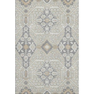 HomeRoots 5' X 8' Beige Ivory Gray Floral Washable Area Rug - Durable, Stain Resistant & UV Protected Design 668479
