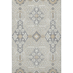 HomeRoots 5' X 8' Beige Ivory Gray Floral Washable Area Rug - Durable, Stain Resistant & UV Protected Design 668479