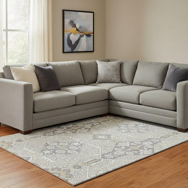 HomeRoots 10' X 14' Beige Ivory and Gray Floral Area Rug - Washable, UV Protected, Perfect for Busy Homes! 668483