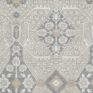 HomeRoots 10' X 14' Beige Ivory and Gray Floral Area Rug - Washable, UV Protected, Perfect for Busy Homes! 668483