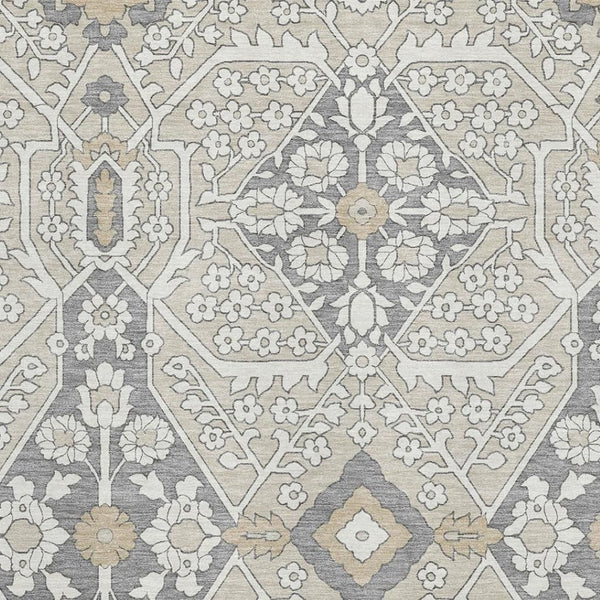 HomeRoots 10' X 14' Beige Ivory and Gray Floral Area Rug - Washable, UV Protected, Perfect for Busy Homes! 668483