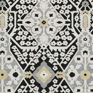 HomeRoots 5' X 8' Elegant Black Gray Gold Floral Washable Area Rug with UV Protection for High-Traffic Spaces 668485
