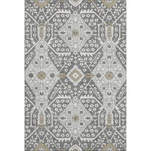 HomeRoots 8' X 10' Charcoal Ivory Gray Floral Washable Area Rug - Stain Resistant, UV Protected, Easy Care! 668493