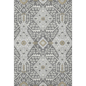 HomeRoots 8' X 10' Charcoal Ivory Gray Floral Washable Area Rug - Stain Resistant, UV Protected, Easy Care! 668493