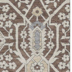 HomeRoots 5' X 8' Chocolate Gray and Beige Floral Washable Area Rug – Durable, Stain-Resistant, UV Protected Decor 668497