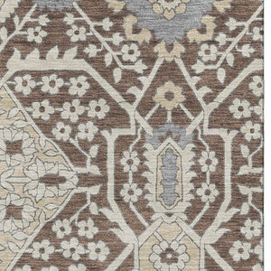 HomeRoots 5' X 8' Chocolate Gray and Beige Floral Washable Area Rug – Durable, Stain-Resistant, UV Protected Decor 668497