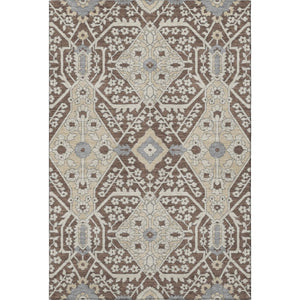 HomeRoots 9' X 12' Floral Area Rug in Chocolate Gray & Beige - Washable with UV Protection, Stain Resistant 668500