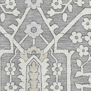 HomeRoots 5' X 8' Gray And Ivory Floral Area Rug - Washable, UV Protected, Perfect for High-Traffic Spaces! 668509