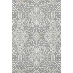 HomeRoots 8' X 10' Gray and Ivory Floral Area Rug - Washable, UV-Protected, Stain-Resistant for Busy Homes 668511