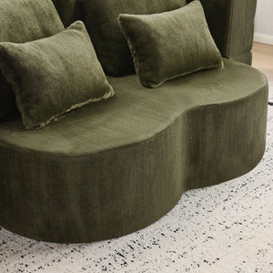 English Elm Queen Foldable Sofa Bed with Plush Chenille Cover, High-Density Foam Convertible Futon for Living Room Guest Room Bedroom Green W1829P348207