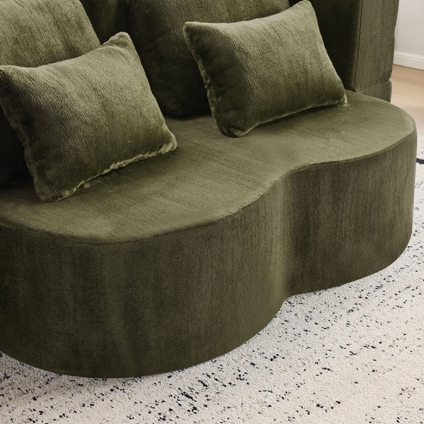 English Elm Queen Foldable Sofa Bed with Plush Chenille Cover, High-Density Foam Convertible Futon for Living Room Guest Room Bedroom Green W1829P348207