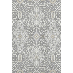 HomeRoots 10' Gray and Ivory Floral Washable Area Rug - Durable, UV-Protected, Stylish for Family Spaces! 668513