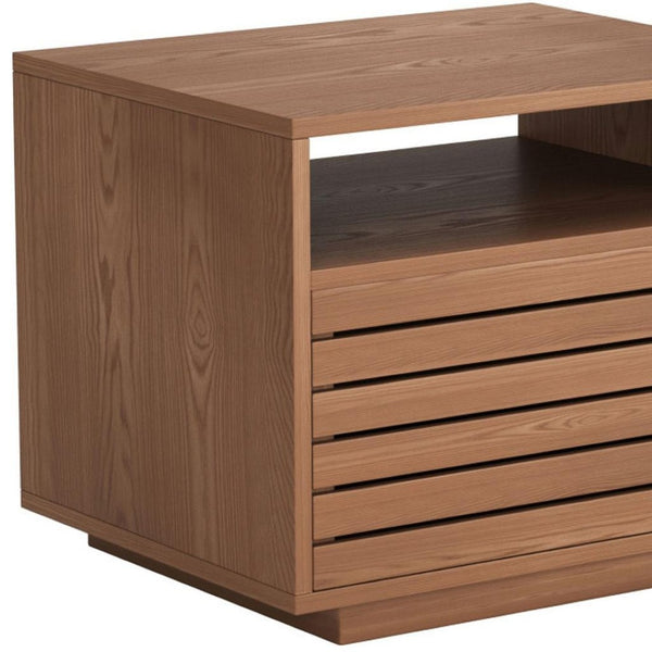 HomeRoots 16" Walnut Wood Nightstand with Drawer - Stylish Compact Design for Bedroom, Living Room & More 668517