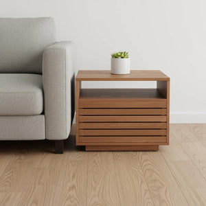 HomeRoots 16" Walnut Wood Nightstand with Drawer - Stylish Compact Design for Bedroom, Living Room & More 668517