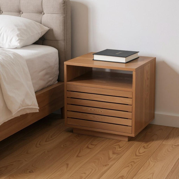 HomeRoots 16" Walnut Wood Nightstand with Drawer - Stylish Compact Design for Bedroom, Living Room & More 668517