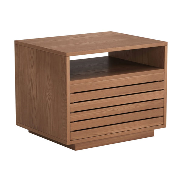 HomeRoots 16" Walnut Wood Nightstand with Drawer - Stylish Compact Design for Bedroom, Living Room & More 668517