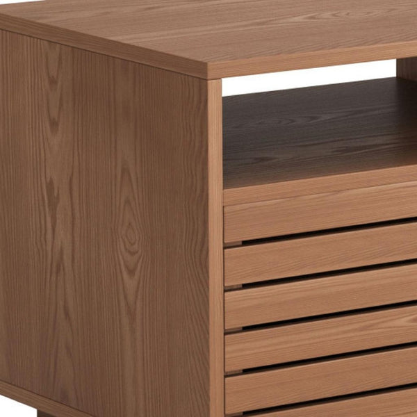 HomeRoots 16" Walnut Wood Nightstand with Drawer - Stylish Compact Design for Bedroom, Living Room & More 668517