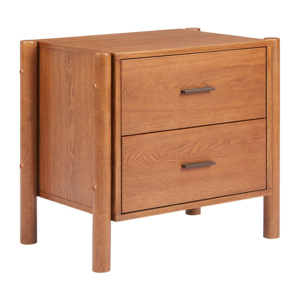 HomeRoots 22" Brown Solid Wood Pedestal End Table with Two Drawers – Versatile Storage for Any Space 668519