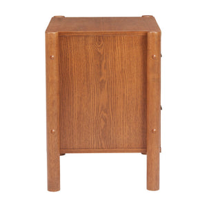 HomeRoots 22" Brown Solid Wood Pedestal End Table with Two Drawers – Versatile Storage for Any Space 668519