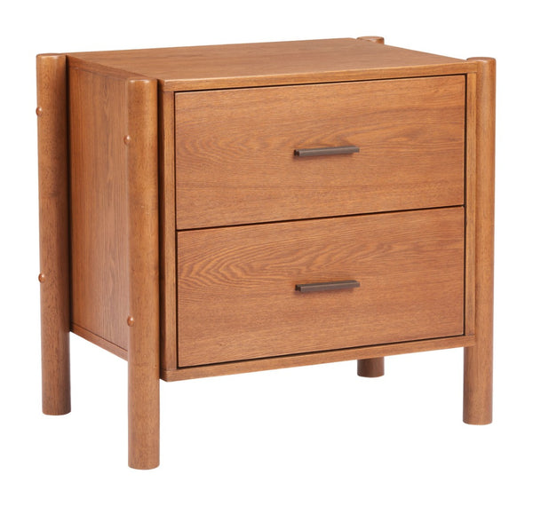 HomeRoots 22" Brown Solid Wood Pedestal End Table with Two Drawers – Versatile Storage for Any Space 668519