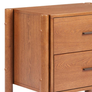 HomeRoots 22" Brown Solid Wood Pedestal End Table with Two Drawers – Versatile Storage for Any Space 668519