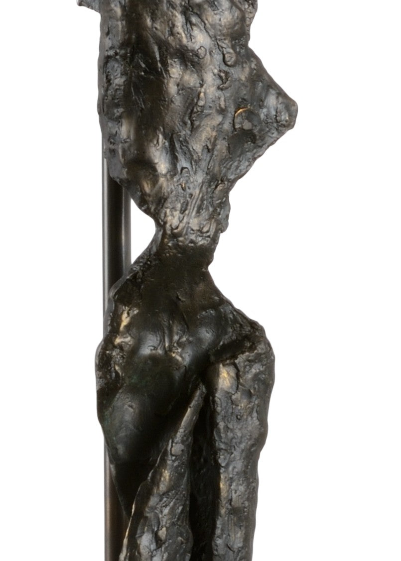 Wildwood Artemis Sculptural Lamp With Aged Bronze Figure & Taupe Linen Shade On Black Marble Base — 43" Tall 66852