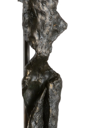 Wildwood Artemis Sculptural Lamp With Aged Bronze Figure & Taupe Linen Shade On Black Marble Base — 43" Tall 66852