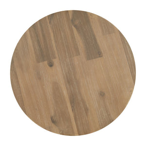 HomeRoots 14" Natural Rounded Solid Wood Side Table – Elegant Acacia Design for Outdoor Patios & Balconies 668521