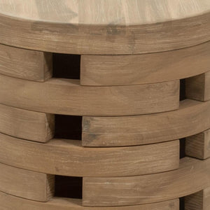 HomeRoots 14" Natural Rounded Solid Wood Side Table – Elegant Acacia Design for Outdoor Patios & Balconies 668521