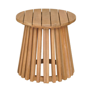 HomeRoots 16" Natural Wooden Outdoor Side Table - Stylish Acacia Design for Patios, Balconies & Poolside Use 668523
