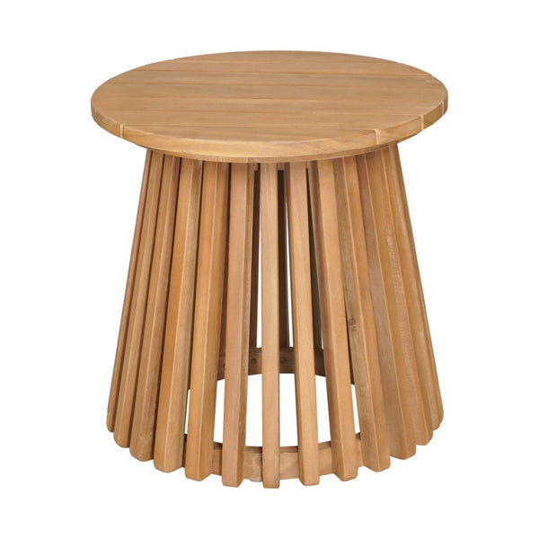 HomeRoots 16" Natural Wooden Outdoor Side Table - Stylish Acacia Design for Patios, Balconies & Poolside Use 668523