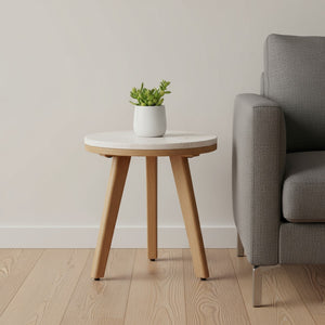 HomeRoots 16" White Rounded Wood Side Table - Elegant Outdoor & Indoor Accent, Durable, Easy-Clean Design 668525