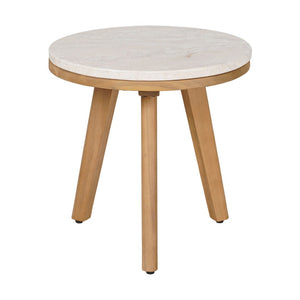HomeRoots 16" White Rounded Wood Side Table - Elegant Outdoor & Indoor Accent, Durable, Easy-Clean Design 668525