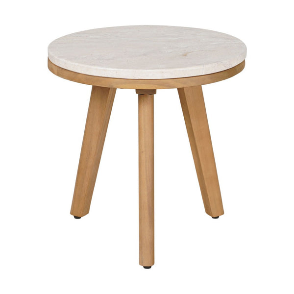 HomeRoots 16" White Rounded Wood Side Table - Elegant Outdoor & Indoor Accent, Durable, Easy-Clean Design 668525