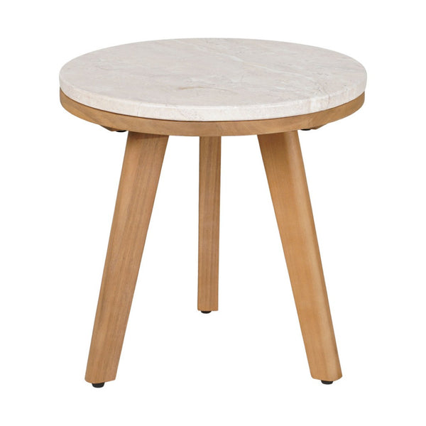 HomeRoots 16" White Rounded Wood Side Table - Elegant Outdoor & Indoor Accent, Durable, Easy-Clean Design 668525