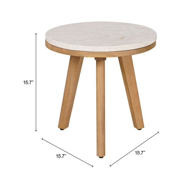 HomeRoots 16" White Rounded Wood Side Table - Elegant Outdoor & Indoor Accent, Durable, Easy-Clean Design 668525