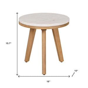 HomeRoots 16" White Rounded Wood Side Table - Elegant Outdoor & Indoor Accent, Durable, Easy-Clean Design 668525
